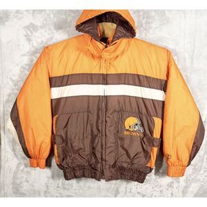 Vintage Pro Player Cleveland Browns Hooded‎ Puffer Jacket Mens Medium